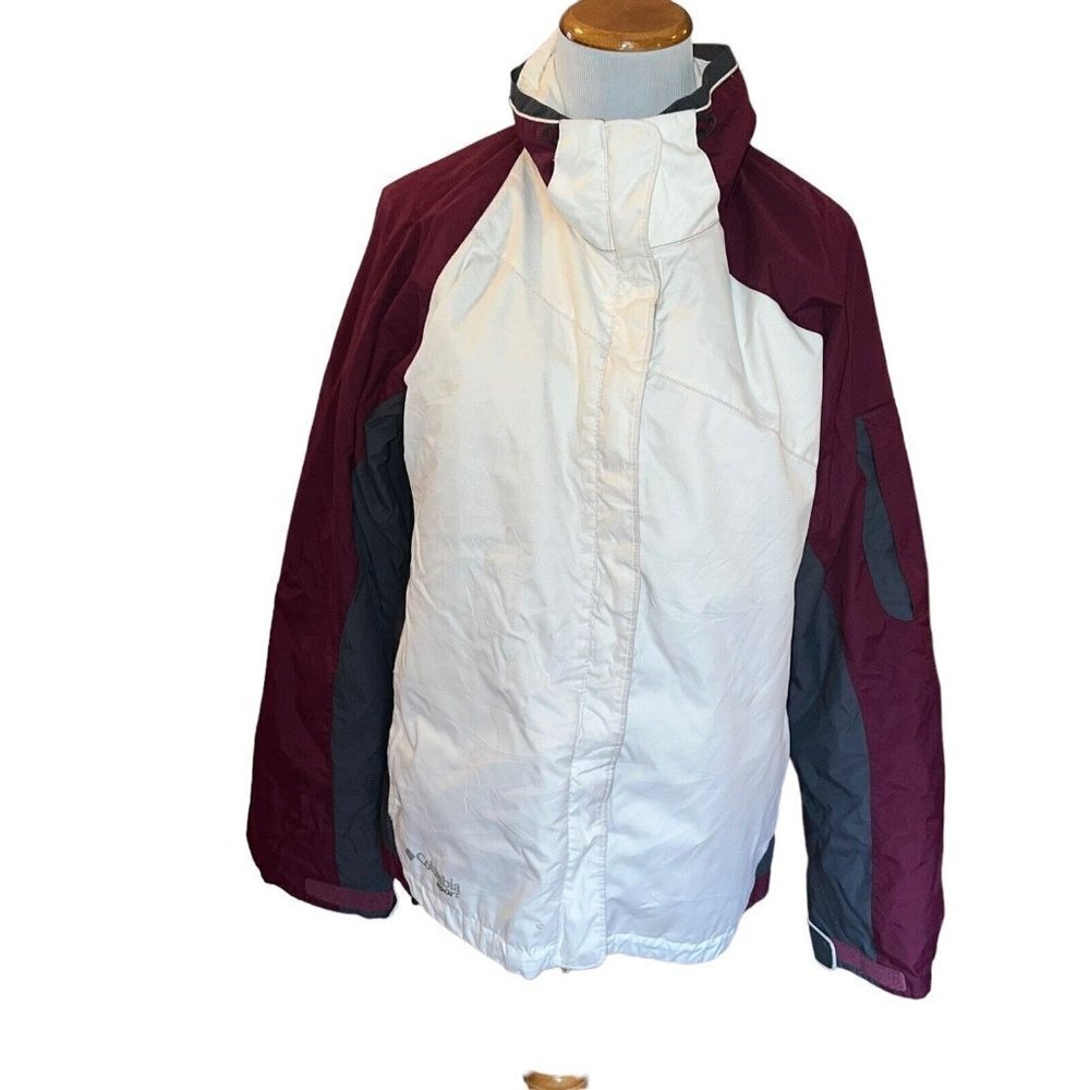 columbia sport women‎ white burgundy red winter ski jacket xl5865 large STAINS